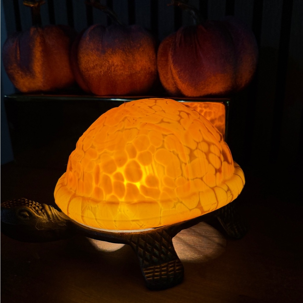 Vintage Orange Turtle Lamp